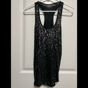 Express - Black Sequin Racerback Top